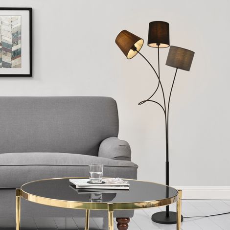Lampada da Terra Treviso a 3 Paralumi Conici con Telaio in Metallo - Nero/Marrone/Grigio lux.pro