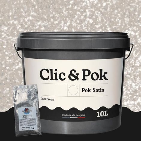 Peinture Effet Pailleté pour Murs & Plafonds - POK PAILLETTE - 10L - Lin Médium (1/4)