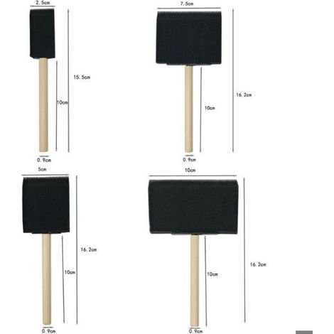 Pinceaux Mousse - Manche Bois - Pour Vernis Et Peinture Acrylique - 20 Pièces - 1 2 3 4 Pouces (1/5)