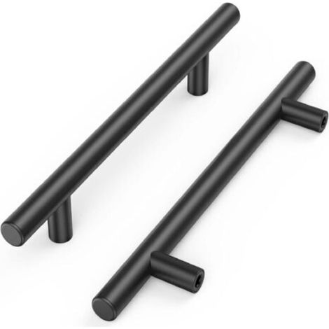 Lot de 15 Poignée Meuble Cuisine Poignée Noir -LS201BK128 Poignee-porte Cuisine Poignee Entraxe 128mm avec Finition Mate en Acier Inoxydable - (1/5)