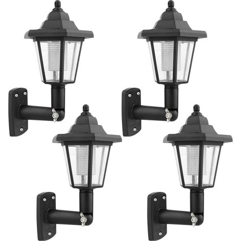Solar Wall Lights Outdoor Set of 4 IP65 Waterproof Solar Wall Mounted Lantern Lights Victorian Porch Garden Exterior Lights (1/5)