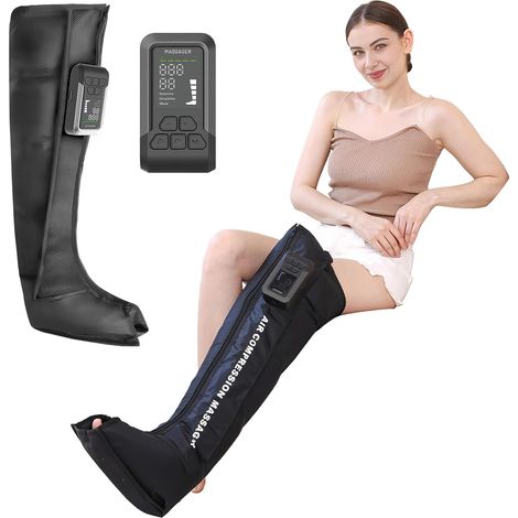Botte Compression Sans Fil Jambe Unique – Massageur Air Batterie, Pression 20-110 mmHg, 4 Programmes, Circulation Sanguine