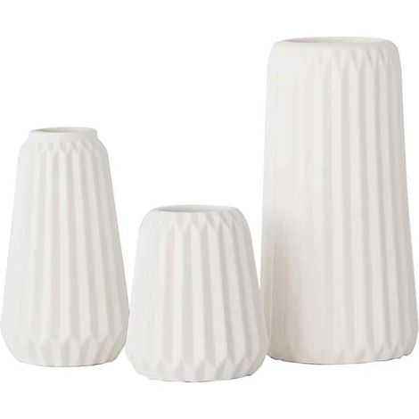 Vase Céramique - Blanc - Style Minimaliste Bohème Nordique - Pour Décoration Intérieure - Lot de 3 Pièces (1/5)