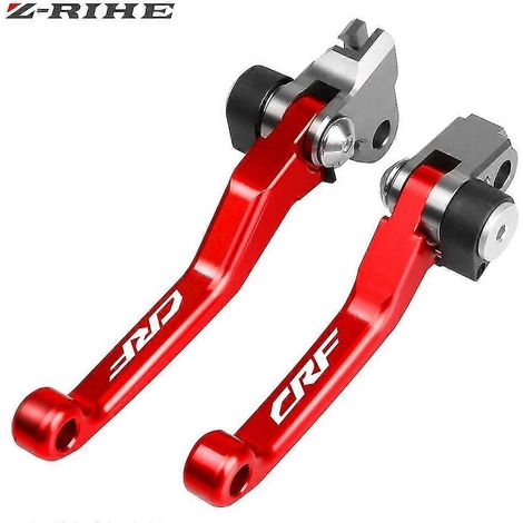 Poignée de levier de frein et d'embrayage pivotante pliable en aluminium usiné CNC pour moto Honda CRF150F, CRF230F (2003-2017), CRF250R (2007-2018) et CRF450R (2002-2003). (1/4)