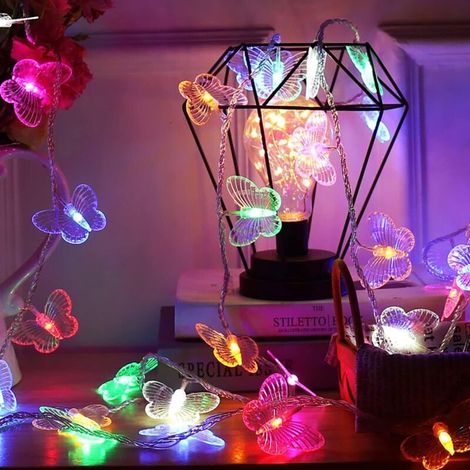 Ghirlanda luminosa a forma di farfalla, 3 m, 20 LED, a batteria. Ideale per casa, feste, compleanni, giardini, matrimoni, Natale, sia per interni che per esterni. (1/4)