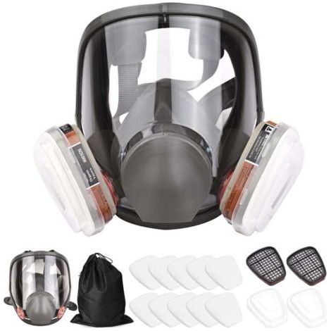 16 in 1 Full Face Mask Silicone Full Face Mask 1 mask body + 2 x filter cartridges 3 + 2 x filter caps + 10 filter pads + 1 storage bag (1/5)