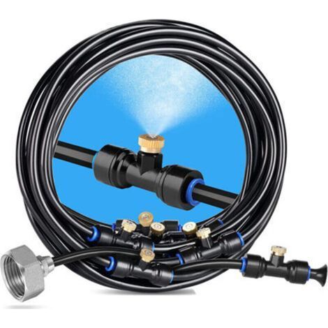 Nebelsystem. Garten- und Terrassen-Nebelgerät mit 25-mm-Adapter. Kühlendes Wasser für die Terrasse (Farbe: Schwarz. Länge: 15 m). (1/5)