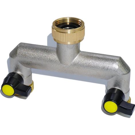 Raccord de tuyau d'arrosage bidirectionnel, 3/4 po en laiton - Vannes de dérivation pour irrigation, robinets et minuteries d'arrosage (1/5)