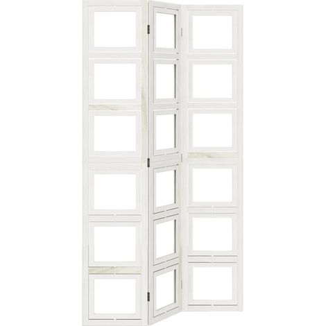Room Divider 3 Panels White Solid Wood Paulownia vidaXL