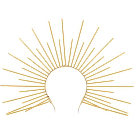 Corona dorada con forma de sol y pinchos, diadema ajustable para cosplay y Halloween, elegante diadema de diosa de talla única, accesorio para fiestas y carnavales para mujer, tocado de princesa. (1/5)