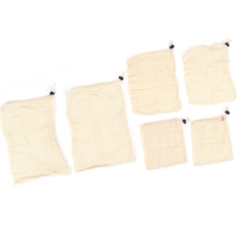 6er-Pack Aufbewahrungsbeutel aus Baumwollnetz mit Kordelzug, einseitiger Kordelzug, Netztasche (1/5)