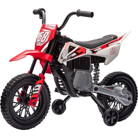 Moto elettrica mini cross bambini 109,5 x 60 x 72,5 cm 2 motori stabilizzatori design moderno per giardino in PP rosso 210000580