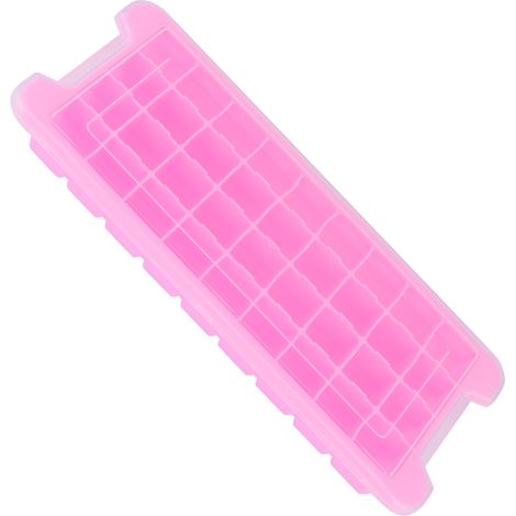 Nouveau bac à glaçons en silicone à 36 compartiments avec couvercle, moule à glaçons en silicone anti-odeurs, bac compartimenté hermétique et conservateur, rose avec couvercle