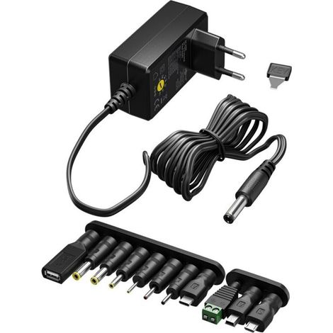 GOOBAY Universal-Netzteil 64568, 3...12 V-/12 W, 11-Adapter, inkl. USB-Adapter