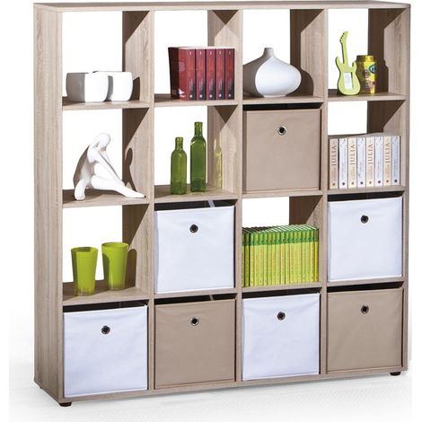Meuble de rangement / bibliothèque carré couleur bois Danang - Sans casier