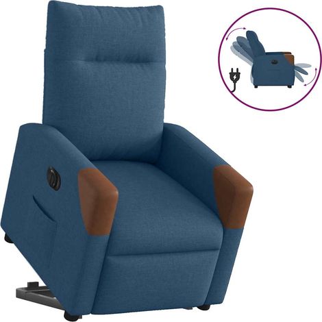 Relaxsessel mit Aufstehhilfe Elektrisch Blau Stoff