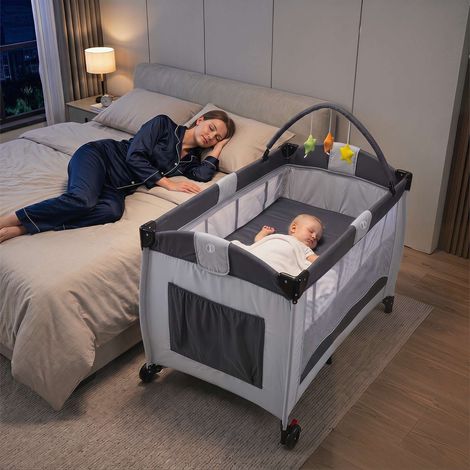 4-in-1 Foldable Baby Playard with Changing Table - Grey (1/3)
