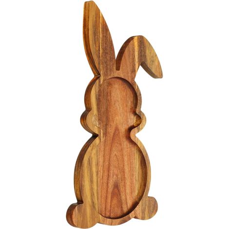 Plateau en bois motif lapin de dessin animé – Plateau de Pâques en bois (1/5)