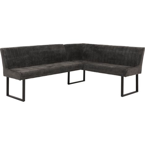[NEUWERTIG] Eckbank HHG-536, Esszimmerbank Bank, Öko-Tex (310g/m²) Chenille Stoff/Textil Metall 159x210cm dunkelgrau