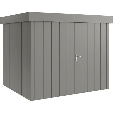 Hörmann Metall-Gerätehaus "Juno" mit Flachdach, JFD9 - Modern, 262 x 214 cm (B x T), graualuminium, 2-flüglige Tür (1/5)