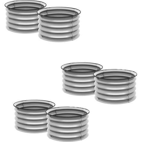 Hochbeet aus Metall 6er Set Blumenkasten Kräuterbeet Pflanzkasten mit offenem Boden Gemüsebeet für Garten Silber 60x60x30 cm