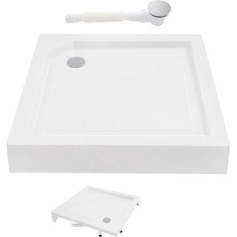 Receveur de douche 85 x 85 cm, blanc, carré, avec support, cabines de douche, bac de sol, carré, pour une utilisation dans les salles de bains privées et les hôtels (1/5)