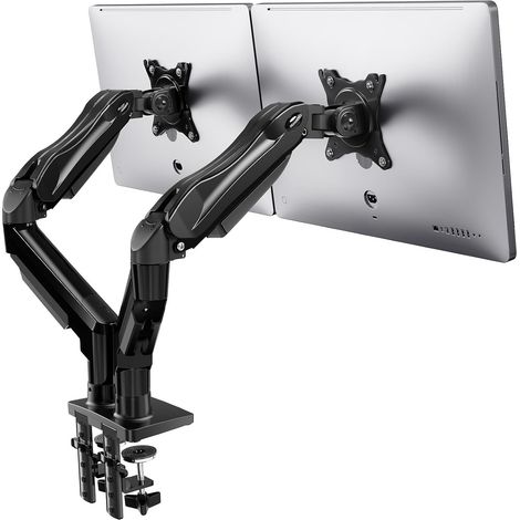 Support Ecran PC 2 Ecran de 13 à 32 Pouces, Bras pour Écran Pc pour Écrans Plats, Gaming Bras Ecran PC VESA 75x75/100x100mm (Noir) (1/5)