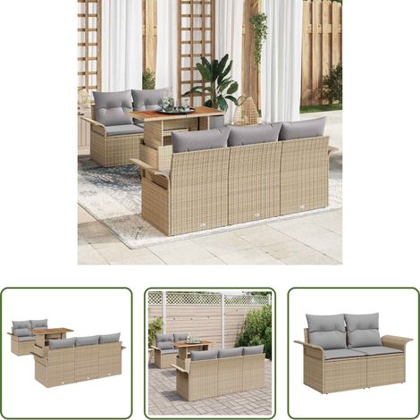 vidaXL Jardin -  Ensemble de canapé de jardin 6 pcs Beige Poly rotin (1/5)