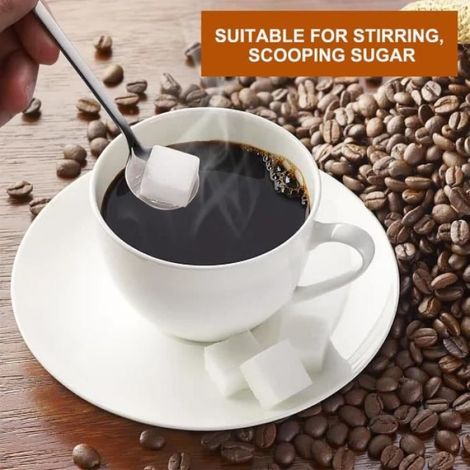 Set de Cuillères à Café, 6 Pièces Mini Cuillères en Acier Inoxydable, Petite Cuillère à Dessert, Cuillères à Café Expresso (1/4)