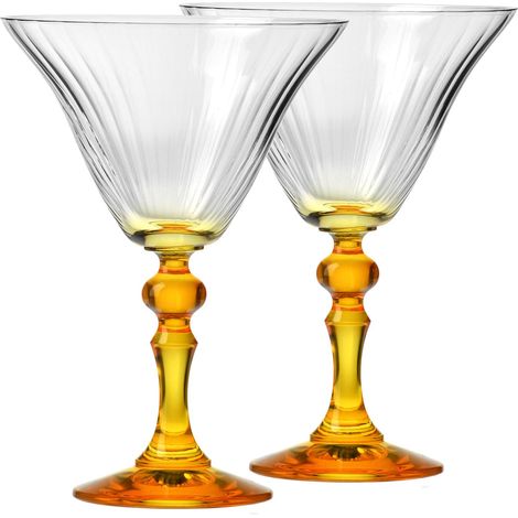 Verres à Martini Lot de 2, 170 ml, Pied Jaune, Collection Bubble (1/5)