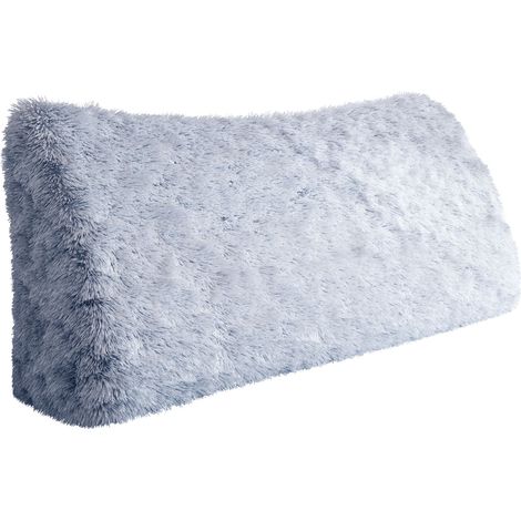 VERCART Großes Bettruhe Keilkissen, Lang Lesekissen, Dekoratives Kopfteilkissen, Dreieckiges Rückenkissen, Loungekissen für Tagesbett oder Couch,Grau Blau,180x50x20CM