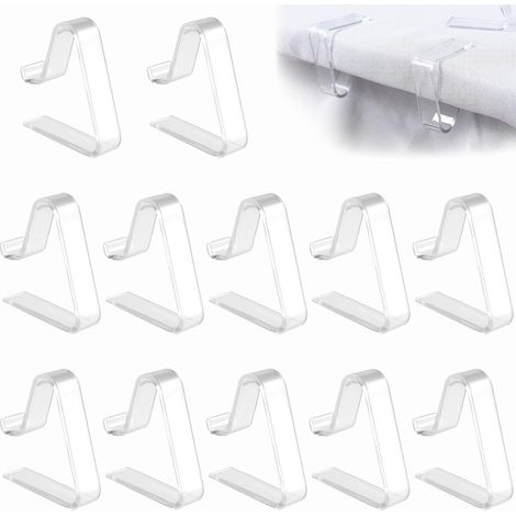 Lot De 12 Pince Nappe,Plastique Transparent,Épaisseur 3,5-5 Cm,Extérieur Intérieur,Mariage Restaurant