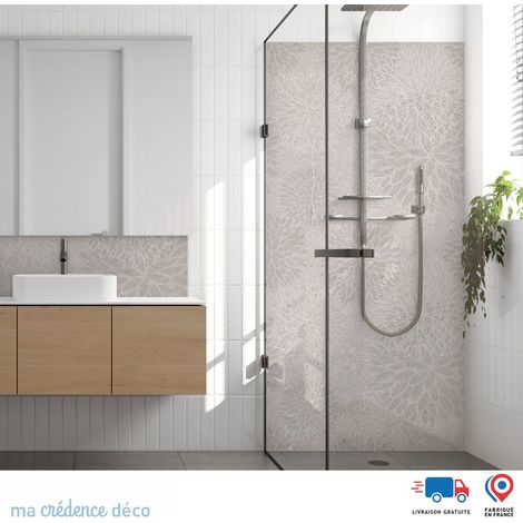Panneau de douche : Fleurs et matière - Couleur Beige marron - Alu composite - 90 - 245 (1/3)