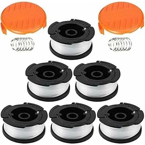 Ulisem Replacement Spool for Black+Decker AF-100 Automatic Feed Grass Trimmer (6/8 spools, 2 caps, 2 springs) (6PCS) (1/4)