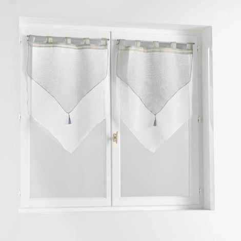 Paire de Voilages "Duetto" 60x120cm Gris & Blanc (1/3)