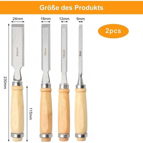Set mit 8 Holzmeißeln (6, 12, 18, 24 mm) – Meißel mit Holzgriffen für Profis und Anfänger – Ideal für Heimwerkerprojekte (1/5)