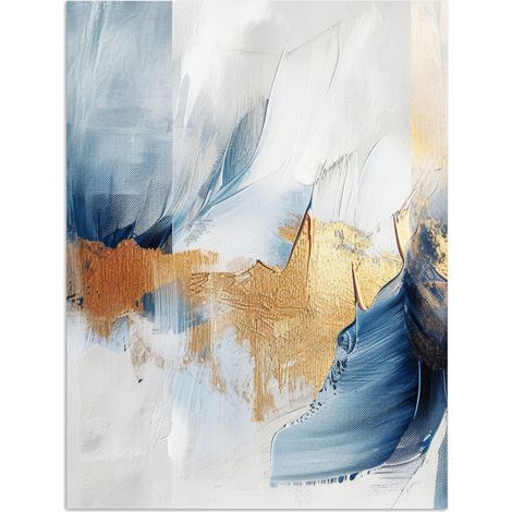 AFFICHE Or - Bleu - Aquarelle - Art - Moderne Décoration Murale 60x80 cm (1/4)
