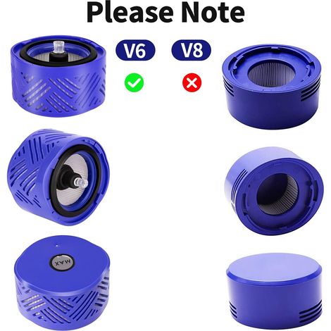 Filter für Dyson, Ersatz-Staubsaugerfilter für Dyson V6, V6 Motorhead, V6 Absolute und V6 Animal, 3 Stück Post-HEPA-Filter und 3 Stück Vorfilter, ersetzt Teil 965661-01 und 966741-01 (v6) NPTERBL (1/4)