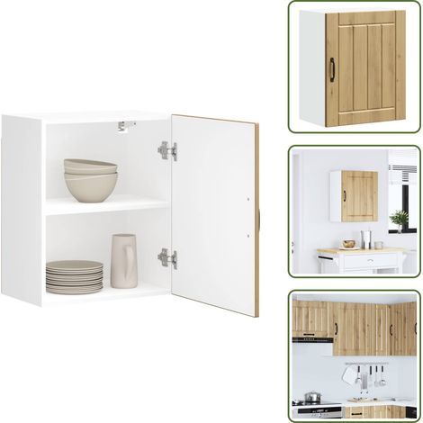 The Living Store Armario de pared de cocina Lucca roble artesanal - Armario de pared