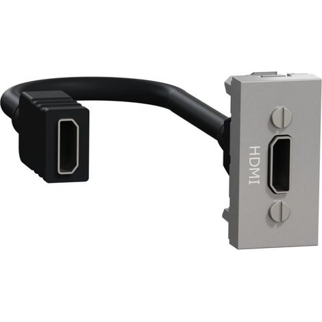 Unica prise HDMI préconnectorisée 1 mod Alu méca seul SCHNEIDER NU343030 (1/2)