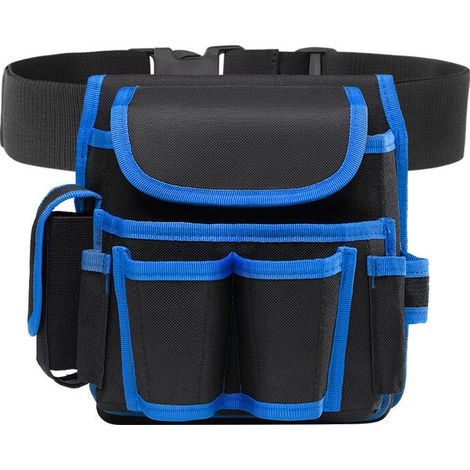 Sac à outils professionnel, sac de ceinture à outils réglable, sac à bandoulière pour outils, ceinture à outils pour électricien, ceinture à outils de menuiserie (bleu) (1/5)