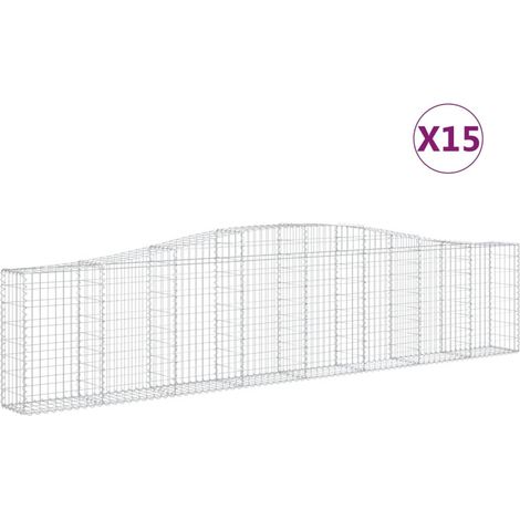 Paniers à gabions arqués 15 pcs  Mur en gabion 400x30x80/100 cm Fer galvanisé