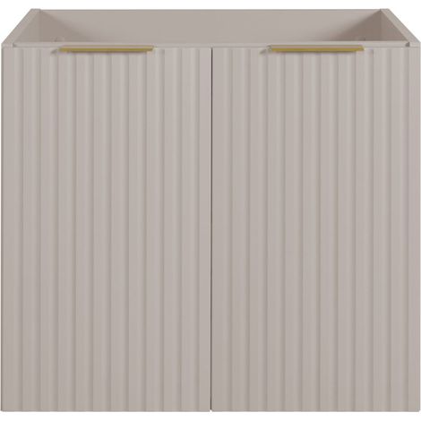 Meuble bas de salle de bain en chêne craft – 2 tiroirs – Dimensions 80 × 77 × 46 cm – Poignées noires – À monter soi-même – 3Xe Living (1/4)