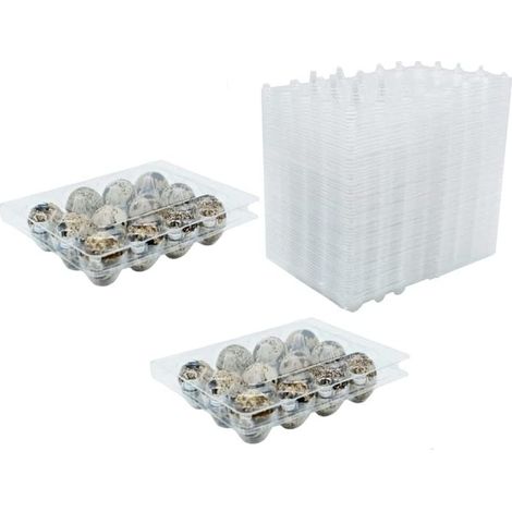 Lot de 50 boîtes à œufs de caille en PVC transparent réutilisable avec couvercle pour œufs de caille, réfrigérateur (1/5)