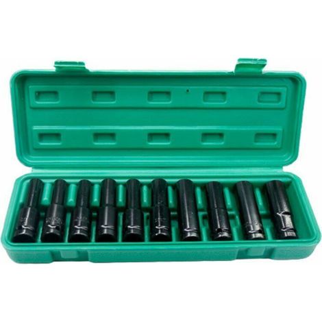 Juego de 10 llaves de extensión neumáticas hexagonales negras de 1/2" (1/5)