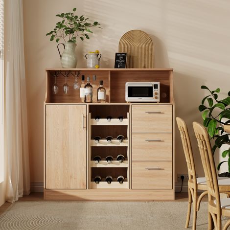 Madia bar con portabottiglie e presa 120 cm OKMYHOME (1/5)