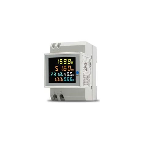 Compteur d'énergie numérique AC 40-300V 100A – Voltmètre ampèremètre DIN – Mesure jusqu'à 30000W – Compatible installations domestiques et industrielles