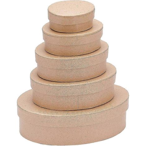 5 boîtes ovales en papier mâché assorties, gigognes et empilables, pour bonbons, chocolats et biscuits. Idéales pour Thanksgiving, la Saint-Valentin et les mariages. (1/5)