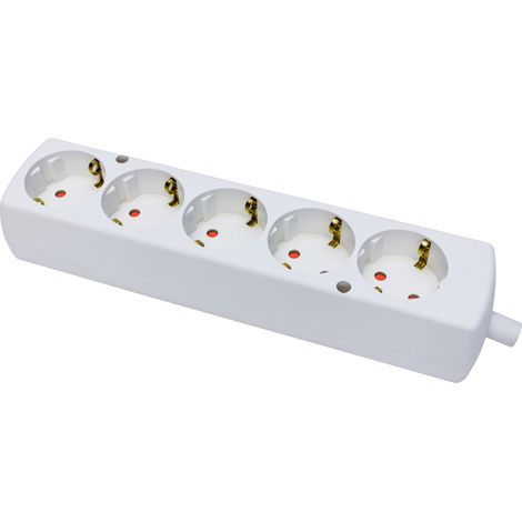 Tragbare Fünffachsteckdose 5X UNI-schuko mit Erdung, weiß
