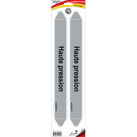 Planche de 2 marqueurs de tuyauterie 450 x 52 mm pour Ø 70 à 100 mm - Haute pression - 4709697